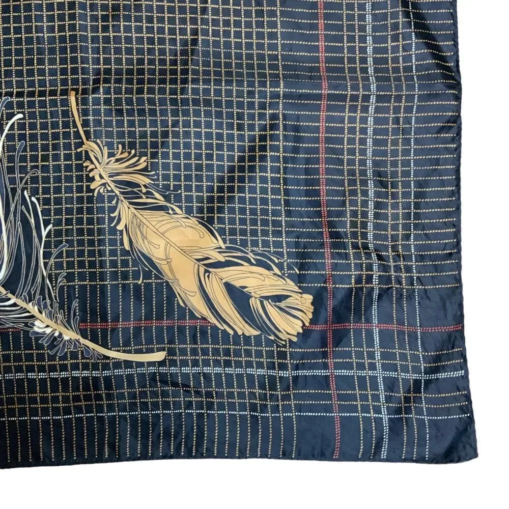 VINTAGE feathers black square scarf - Picture 5 of 7